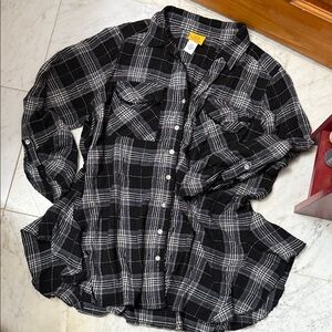 Ruby Rd. Black and White Plaid Button Down Shirt